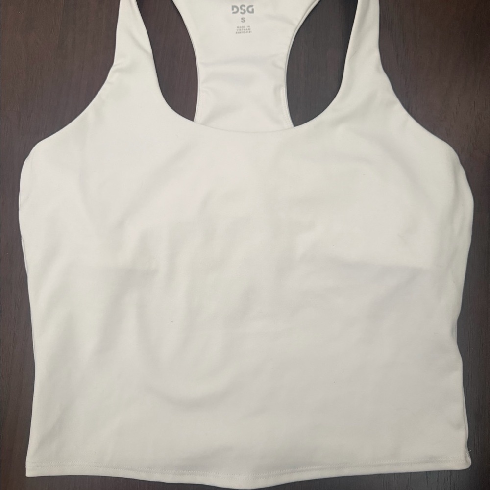 DSG Women's White Racerback Crop Tank Top. Small.